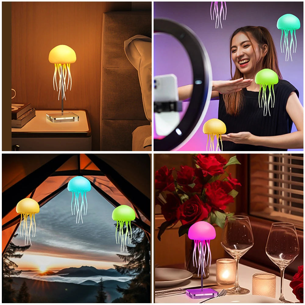 GlowGroove™ Jellyfish Night Light – RGB Voice Control LED Mood Lamp