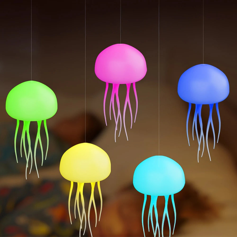 GlowGroove™ Jellyfish Night Light – RGB Voice Control LED Mood Lamp