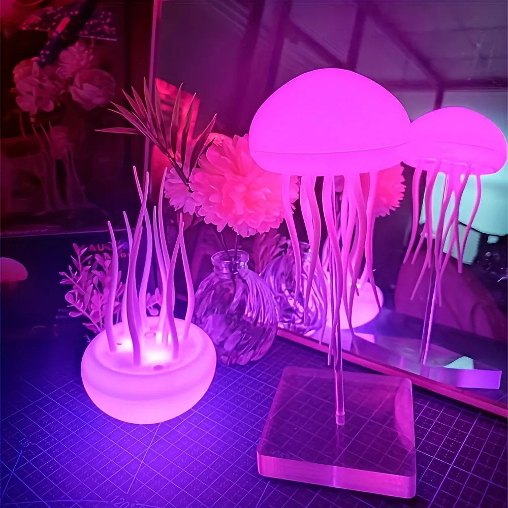 GlowGroove™ Jellyfish Night Light – RGB Voice Control LED Mood Lamp